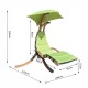 Pingente de rede com guarda-chuva para terraço jardim ou praia - verde - madeira e poliéster - 200x110x200cm
