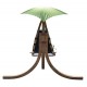 Pendentif Hammock avec parasol pour terrasse jardin ou plage - vert - bois et polyester - 200x110x200cm