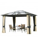 Outsunny carp pergola tipo diner - marrom e creme -policarbonato, alumínio e poliéster - 3x3.6m