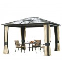 Outsunny carp pergola type diner - brown and cream -polycarbonate, aluminum and polyester - 3x3.6m