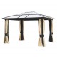 Outsunny carp pergola tipo diner - marrom e creme -policarbonato, alumínio e poliéster - 3x3.6m