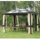 Outsunny Carpa Pérgola tipo Cenador - Marrón y Crema -Policarbonato, Aluminio y Poliéster - 3x3.6m