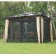 Outsunny Carpa Pérgola tipo Cenador - Marrón y Crema -Policarbonato, Aluminio y Poliéster - 3x3.6m