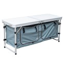 Mesa de Camping Plegable con Espacio de Almacenaje - Convertible en Maleta - 120x47x68cm