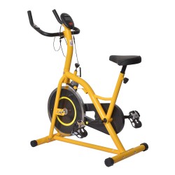 Static bike for spinning and fitness with LED display - yellow and black - steel and aluminum - 105x50x115cm