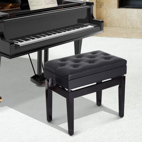 Homcom stool piano bank with adjustable height storage space