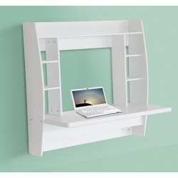 Homcom wall desk for pc shelf - white - wood - 107,8x10x50cm