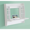 HomCom Escritorio de Pared para PC tipo Estantería - Blanco - Madera - 107,8x10x50cm