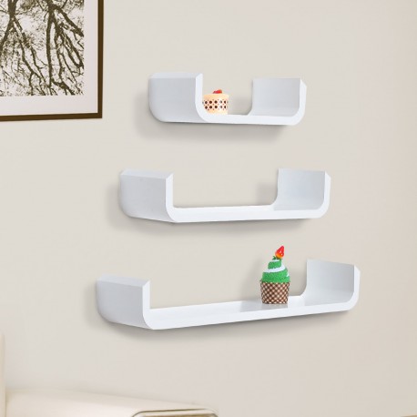 Ripiano in legno homcon 3 pezzi parete per libri e decorazione - colore bianco