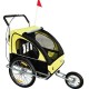 Homcom rimorchio per bambini in acciaio nero giallo oxford 106 x 90 x 122 cm