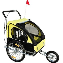 Remorque homcom pour enfants jaune acier noir oxford 106 x 90 x 122 cm