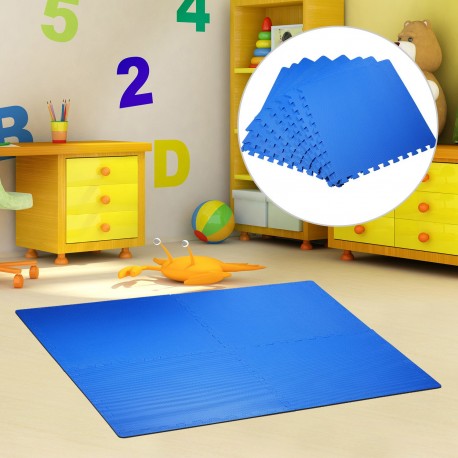Homcom carpet puzzle for children and babies - blue - gum foam eva - 2,88m2