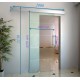 Porte coulissante de verre satiné 4 bandes - épaisseur 0.8cm - dimensions 205x90cm