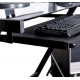 Table de bureau sous la forme de l pour ordinateur pc verre de sécurité et acier