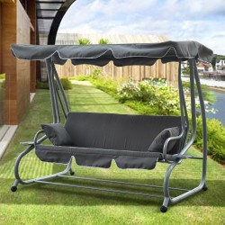 Swing of garden with sunrise ceiling - 3 reclining seats - grey color - 200x120x164cm