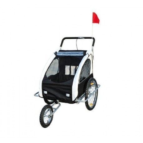 Black and white bike trailer oxford steel.