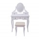 Robe blanche mdf avec tabouret, miroir et tiroirs 8...