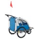 Child bike trailer with 2 seats and wheel.