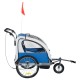 Child bike trailer with 2 seats and wheel.