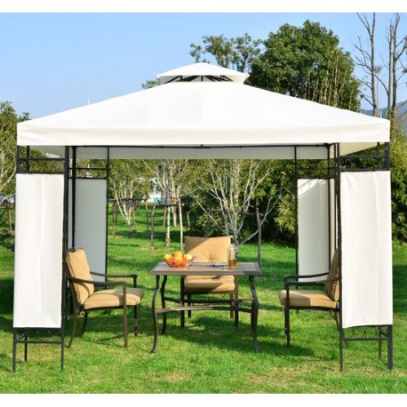 Gazebo dinner flag - cream color and black - ace.