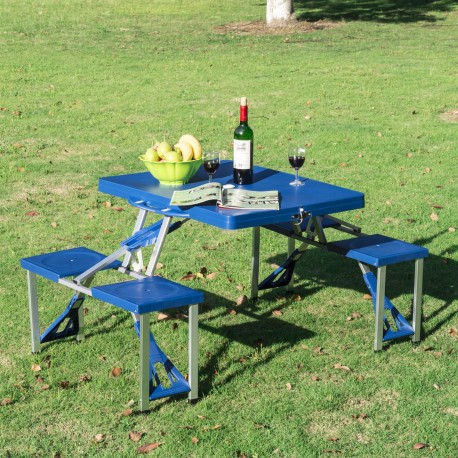 Folding table campsite – with 4 chairs – aluminum –...