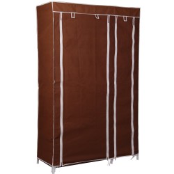 Homcom guardaroba portatile tessuto in metallo marrone 110x45x175cm