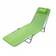 Reclining and folding sunbed with pillow for play.