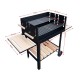 Barbecue with 2 wheels and 3 shelves - black - m.