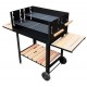 Barbecue with 2 wheels and 3 shelves - black - m.