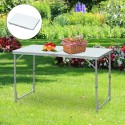 Folding and convertible camping table with height r.