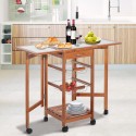 Cart kitchen service auxiliary wood chromed metal 6 wheels cajon