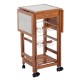 Cart kitchen service auxiliary wood chromed metal 6 wheels cajon