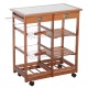 Carrito Cocina Servicio Auxiliar Madera Metal Cromado Ruedas Cajon Botellero