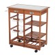 Carrito Cocina Servicio Auxiliar Madera Metal Cromado Ruedas Cajon Botellero