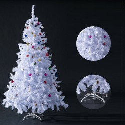 HomCom Arbol de Navidad Blanca Φ105x150cm Arbol Artificial con Adornos