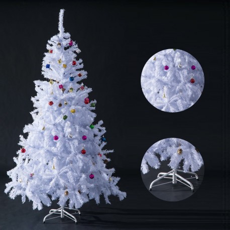 Homcom white christmas tree ≈105x150cm artificial tree with ornaments