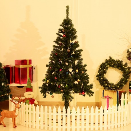 Homcom verde Árvore de Natal com ornamentos я75x150cm decoração de árvore artificial