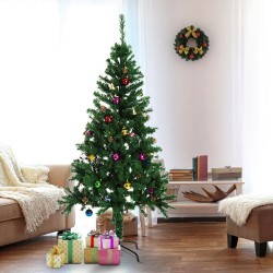 Homcom green christmas tree δ80x180cm artificial tree with decoration