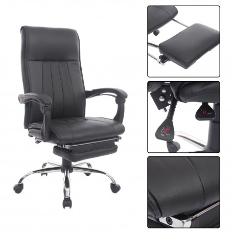 Silla de Oficina Ergonómica y Reclinable - PU, PVC,...