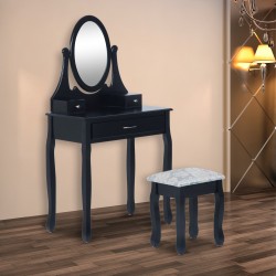 Specchio con specchio in legno nero 88x40x140cm...