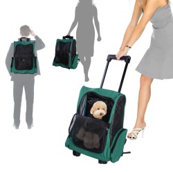 Transportin 2 in 1 green and black oxford steel 35x27...