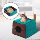 Cama para Gatos Verde y Cafe Lona 41x41x32cm...