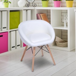 Silla de Comedor PU + Madera Blanco 52x45,5x70cm...