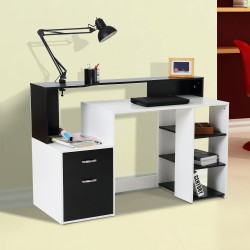 Desks computer wood white+Black 140x55x92cm...