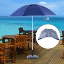 Beach umbrella and garden with side panels.