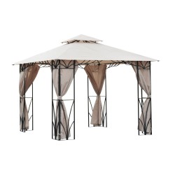 Carpa Pabellón Gazebo de Jardín con Cortinas - Beig...