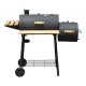 Barbacoa BBQ Grill con Ruedas Negro Acero Madera 11...