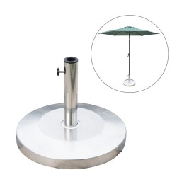 Base de parapluie en acier inoxydable pour parasol argent.