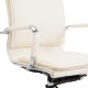 Elevated office chair with beige pu headrest.