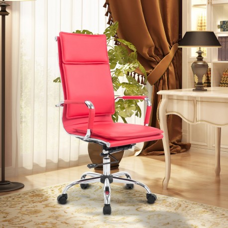 Silla de Oficina Elevable con Reposacabeza Rojo PU ...